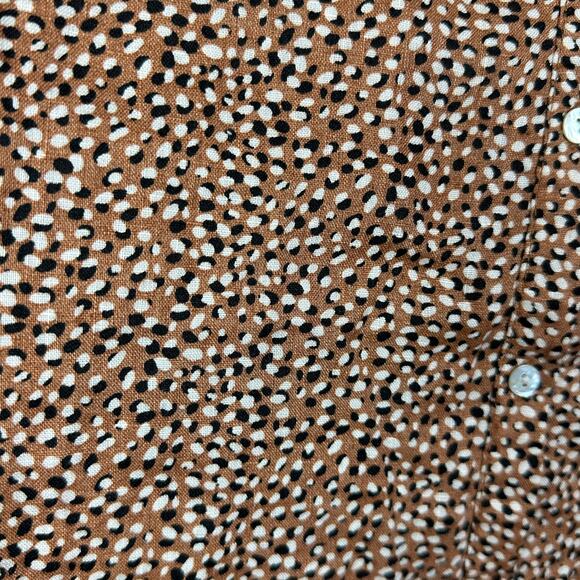 Tahari Sleeveless Linen Shirt Dress Suze Small Cheetah Print Brown Hi Low - Picture 4 of 5